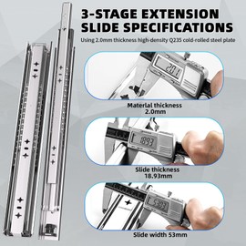 1 Pair 260 Lbs Heavy Duty Drawer Slides 12 14 16 18 20 22 24 26 28 30 32 36 40 inch Full Extension Ball Bearing Side Mount Cabinet Industrial Rail Tool Box Runner(40 inch, with M5 Screws)