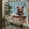 LeAquaNook Funny Bear Shower Curtain Teal Wildlife Animal Bathing in