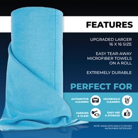 The Rag Company - Ultra Rip N' Rag XL Premium Reusable Pearl-Weave Microfiber Towels for Coatings, Glass, Detailing, Home, RV and More - 50 Count - Quality 70/30 Blend - 280gsm 16" x 16" - Ultra Blue