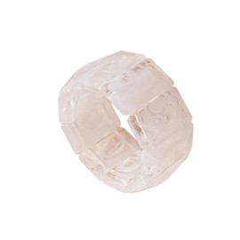 MMIUAEG Chunky Geometric Elastic Bangle Bracelet Colorful Wide Chunky Resin Beads Wristband Bracelets Vintage Multi-Colored Stretch Bangle for Women-White