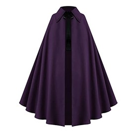 Victorian Steampunk Gothic Historical Renaissance Stage Theater Costume Medieval Collar Cape Cloak (Dark Purple)