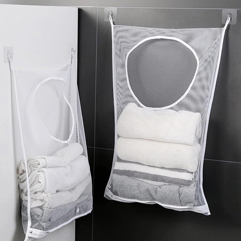 2 Pack Portable Laundry Bag,Hanging Laundry Hamper Bag, Mesh Laundry