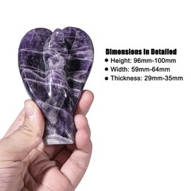 dssmboom Hand Carved Amethyst Crystal Angel Statue Pocket Stone for Home Office Tabletop Decor, Healing Stone Guardian Angels Figurine for Meditation