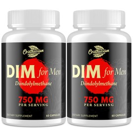 Orinthalixium DIM for Men 750MG – Hormone Balance, Estrogen Support for Men, DIM Supplement, Detox, Vitality & Fitness Performance–Chrysin & Black Pepper Extract, 60 Capsules (2 Bottle)