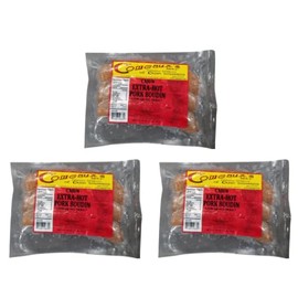 Comeaux's Extra Hot Pork Boudin (Pack Of 3) - Spicy Louisiana Cajun Boudin, Perfect for Any Meal, Perfect for Grilling and Frying, Geaux Eat More Boudin