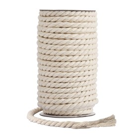Hdviai Cotton Cord 8mm x 20 Yards - Natural Unbleached Macrame Rope - 3 Strand Twisted Cotton Rope for Wall Hanging，DIY Craft Making，Plant Hangers，Knotting Decorative Projects (White)