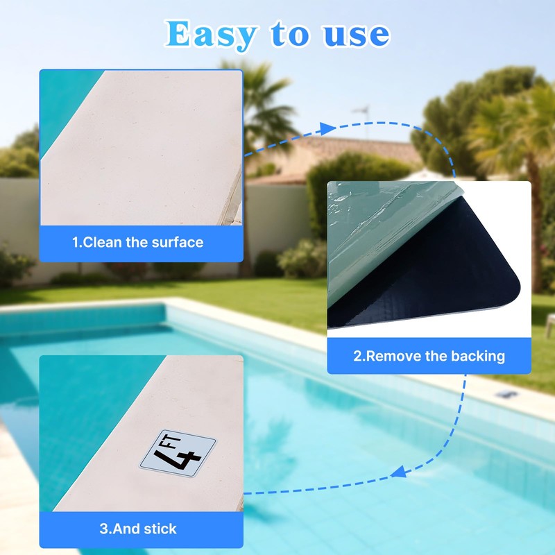 OCQOTAT 4FT Pool Depth Markers, 6x6 Inch Professional Grade Vinyl