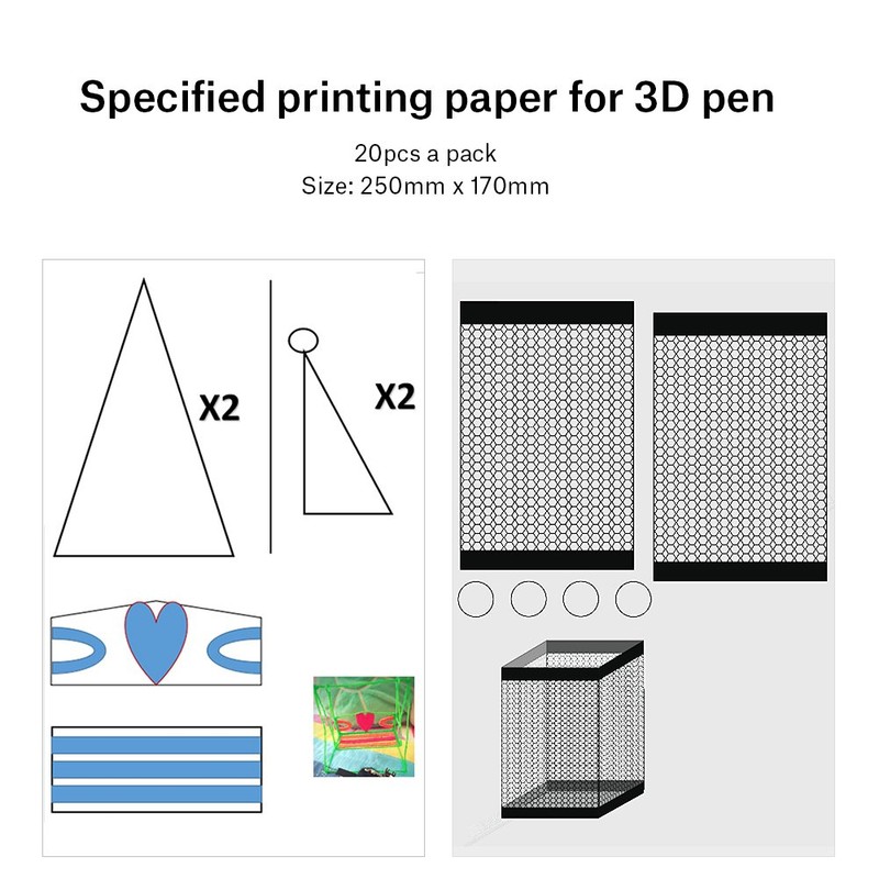 20pcs 3D Pen Printing Paper，Template Paper for 3D Printer Pen，3D