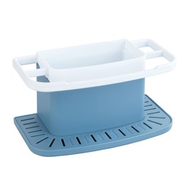 WENKO Cosmo Sink Organiser, Practical Sink Organiser Made of High-Quality Plastic, Sink Caddy with Lots of Storage Space for Dishwashing Liquid, Dishcloth, Sponge with 21 x 11 x 11.5 cm in Blue