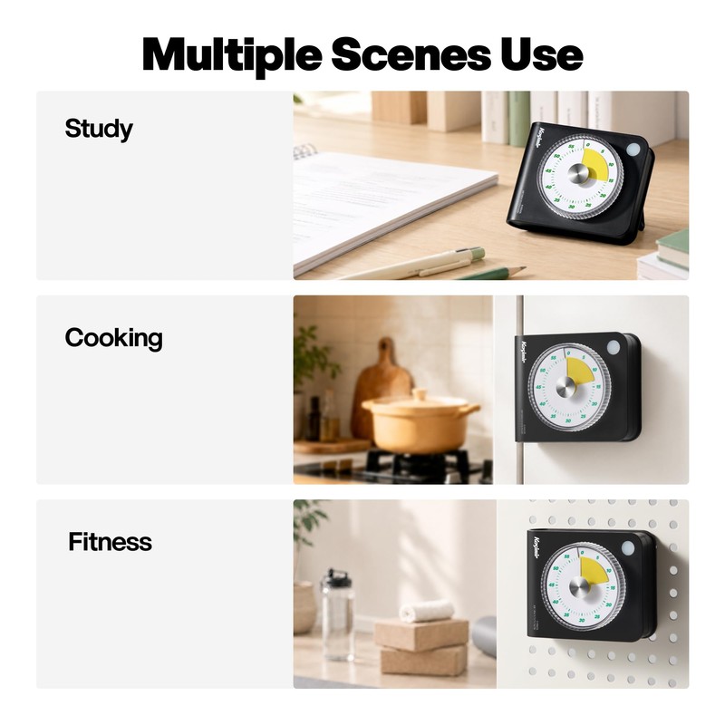 60-Minute Visual Timer, Magnetic Countdown Time Timers, Black