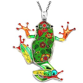DianaL Boutique Large Frog Pendant Necklace with 24" Stainless Steel Chain Gift Boxed Fashion Jewelry