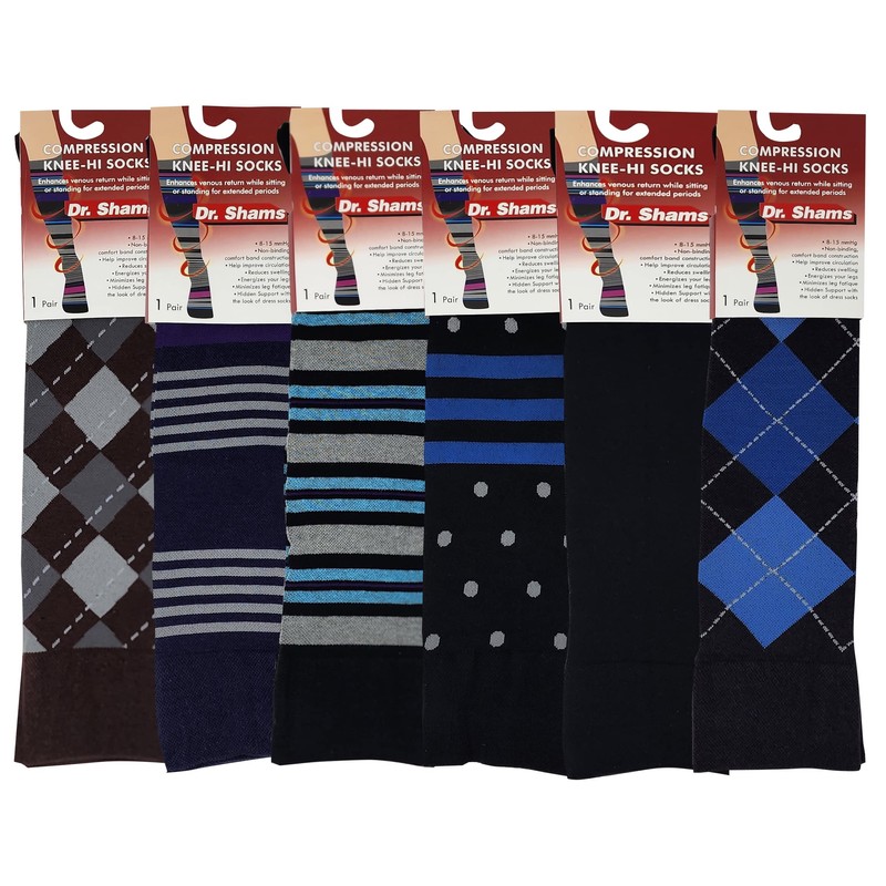 Dr. Shams Men 6 pairs pack everyday Cotton compression knee