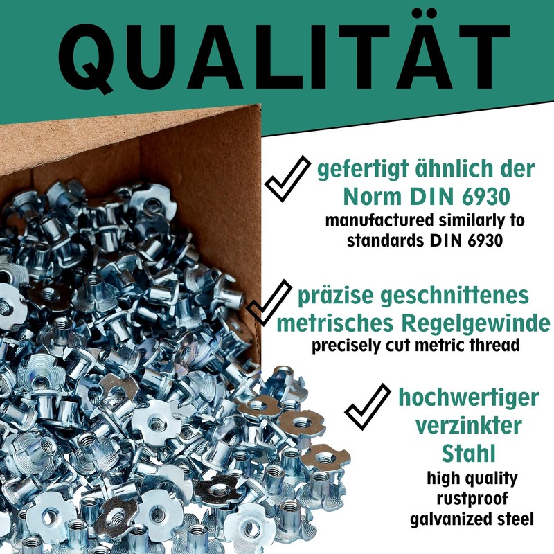 Drive-in Nuts with 4 Drive-In Tips, Galvanised Steel, Choice of