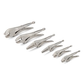 TEKTON Locking Pliers Set, 6-Piece (Straight Jaw, Curved Jaw, Long Nose) | PLK99903