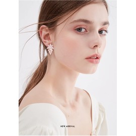 Mycitta Cubic Zirconia Bridal Jewelry Set Rose Gold Sterling Silver Crystal CZ Rhinestone Floral Leaf Cluster Wedding Party Prom Necklace Set Fashion Costume Jewelry for Women Bride Bridesmaids Gift