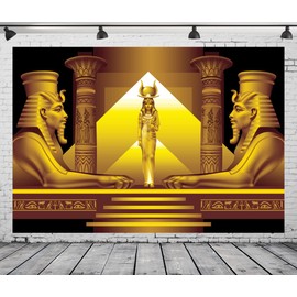 BELECO 2.1x1.5m Fabric Golden Egypt Temple Backdrop Palace Hall Stairway Egyptian Pyramid Pharaoh Sphinx Egypt Queen Cleopatra Photo Background Wallpaper Egypt Party Decor Portrait Shooting