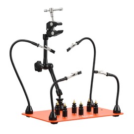 VEVOR Magnetic Helping Hands Soldering Station, 4 Flexible Arms Third Hand Tool, with 6 PCB Pillar Holders & 360 Hot Air Gun Holder, Heavy-Duty Base Soldering Helper for Electronic Repair Craft