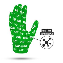 Nxtrnd G2 Pro Football Gloves, Men's Ultra Sticky Elite Receiver Gloves (Green, X-Large)