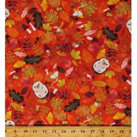 Robert Kaufman Cotton Forest Feast Leaves Leaf Fall Orange Fabric Print by the Yard D513.81