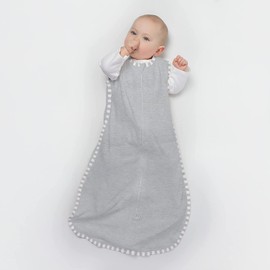 SwaddleDesigns Cotton Sleeping Sack, Heathered Gray, Stripe Trim, Large, 12-18 Months, Wearable Blanket with 2-way Zipper