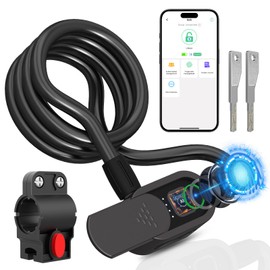 Anweller Fingerprint Bike Lock with Keys, 4.92 Feet Cycle Cable Lock Bicycle Lock Heavy Duty Anti Theft Waterproof with Mounting Bracket, Cable Lock for Bicycle,Scooter, Gate, Door