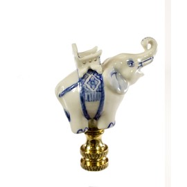 Blue and White Elephant Lamp Finial Porcelain 2.5" h