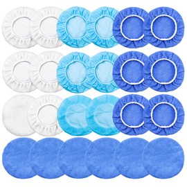 24 Pcs Car Buffing Pads, Microfiber Polishing Pad Bonnets for for Orbital Buffer Polisher, Buffer Waxers Bonnet Set 9 to 10 inch polisher attachment