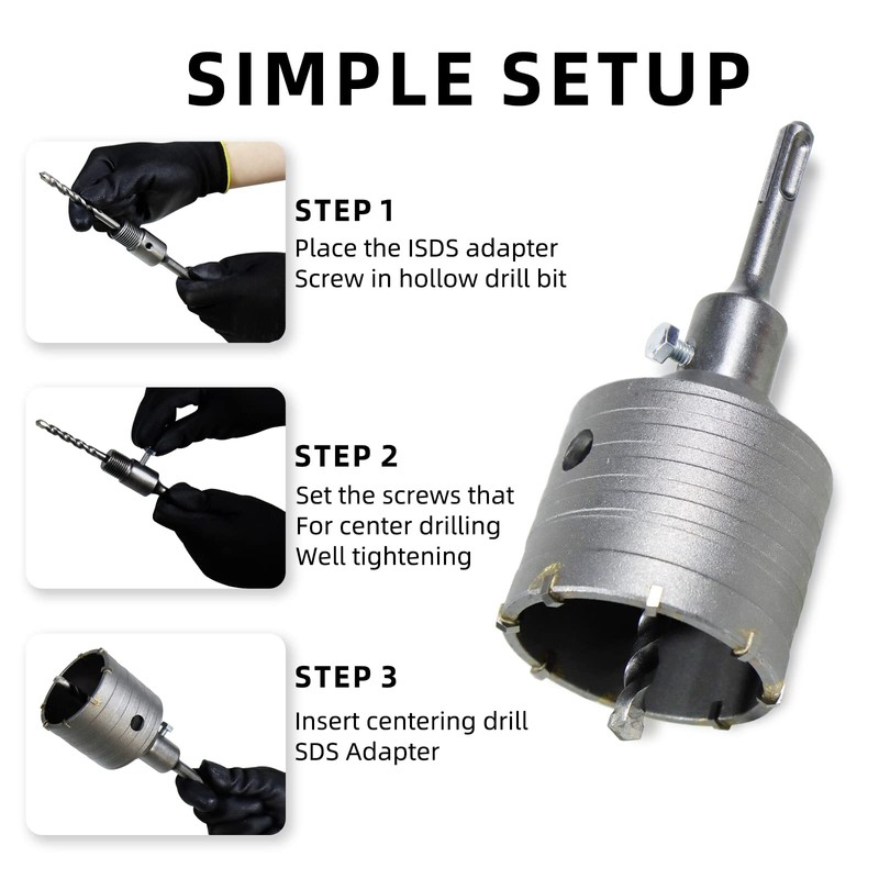 CCLIFE Drill Bit 50/55/65/68/80/82/100 mm Socket Drill Bit Concrete with