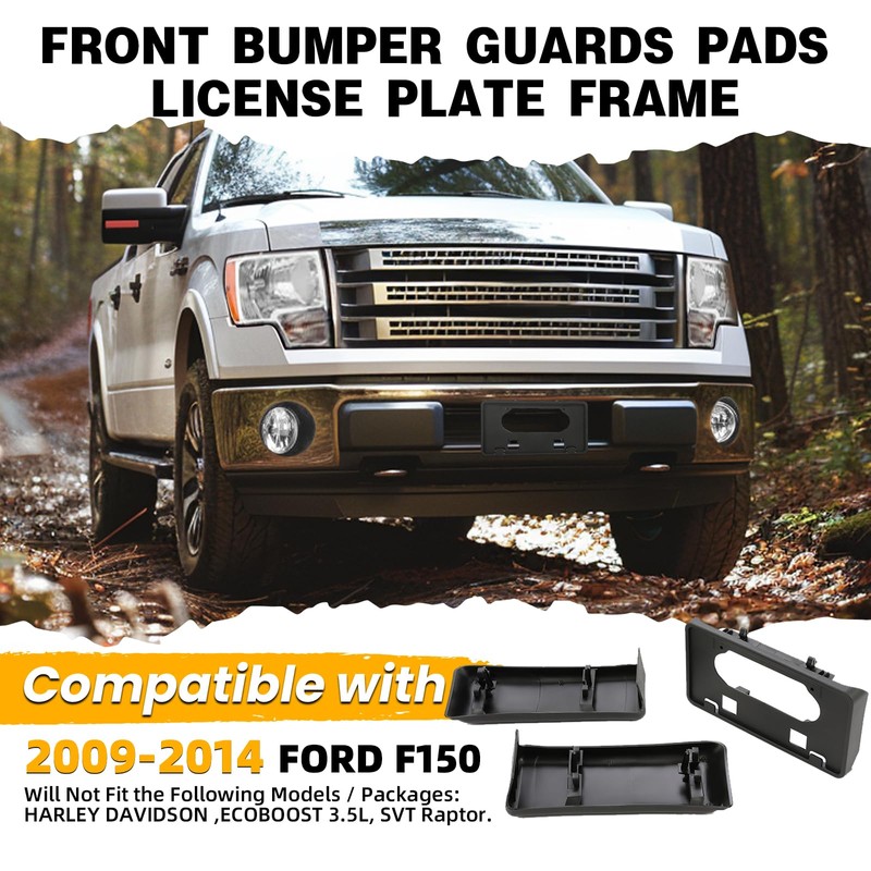 ECOTRIC Front Bumper Guards Pads + License Plate Frame Compatible