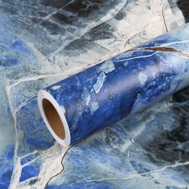 VEELIKE Abstract Blue Marble Contact Paper for Countertops Waterproof Kitchen Countertop Peel and Stick Marble Wallpaper 15.7''x354'' Self Adhesive Vinyl Countertop Wrap for Bathroom Counter Desk