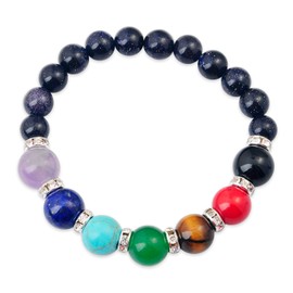 JOYA GIFT Jewelry Blue Goldstone 7 Chakra Yoga Balancing Reiki Healing Bracelet for Women