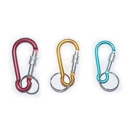 NO.7 Set of 4 Aluminum Alloy Screw Lock Carabiner Spring Snap Link Hook w/Key Ring- 68mm 2.7"