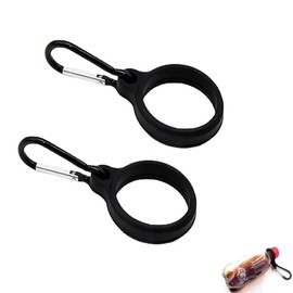 LUYING Plastic Bottle Holder, Carabiner, Bottle Holder, Aluminum, Metal, Rust Free, Extremely Light, Durable, 2 Pack, Black, Compatible, Flexible, Mountaineering, Portable, Outdoors, Camping, Travel,