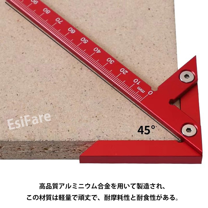 EsiFare Right Angle Ruler Woodworking Ruler Scoya Injury Tool 45°