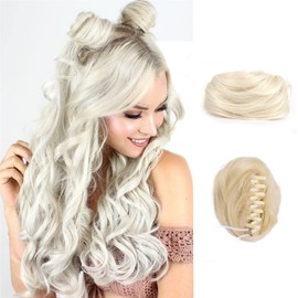 2PCS Space Bun Claw Clip in Buns Donut Chignon Cat Ears DIY Hair Buns Updo Hairpieces Hair Extensions Wig Accessory for Women Girls (#60)