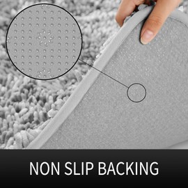 Yimobra Toilet Rugs U Shaped Washable, Soft Comfortable Toilet Mat for Bathroom Floor, Non-Slip Contour Bathroom Rugs for Toilet, Fluffy, Thick, Dry Quickly Absorbent Water, 24.4 x 24.4, Light Grey