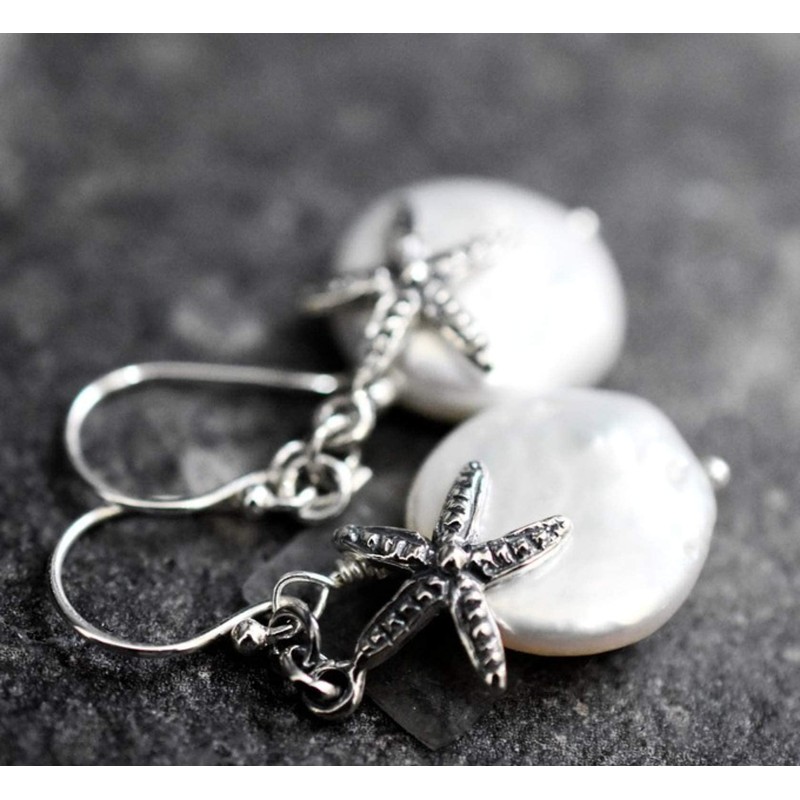 Starfish Earrings with Mother of Pearl - 925 Sterling Silver