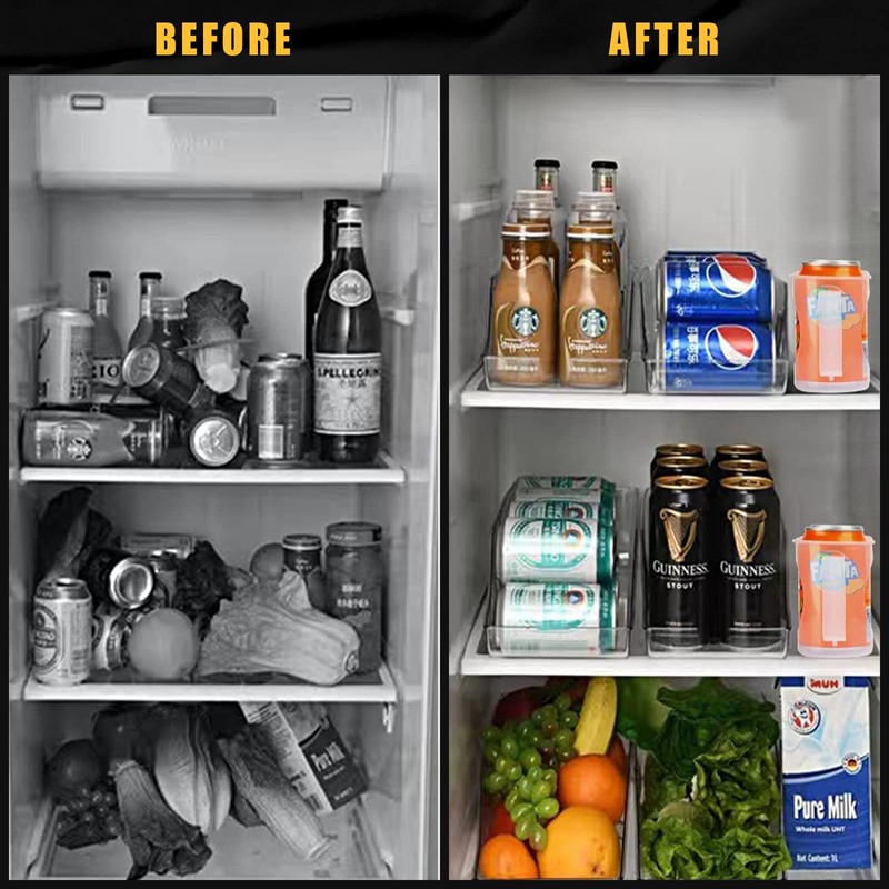 SCAVATA 2 Pack Skinny Can Organizer for Refrigerator, Stackable Tall