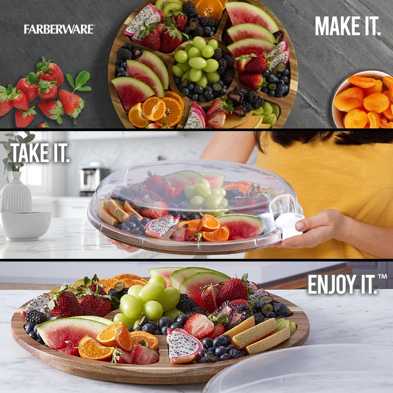 FARBERWARE Build-a-Board Cutting Board with Five Compartments and Clear Locking