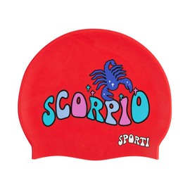 Sporti Groovy Zodiac Scorpio Silicone Swim Cap for Adults, Snug Fit Swimming Cap for Women and Men, Anti-Slip - Scorpio