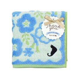 JIKAN STYLE 02836 Gift Jacquard Handkerchief Embroidered Nemophila Handout Gift Made in Japan Blue Floral Pattern Approx. 9.8 x 9.8 inches (25 x 25 cm)