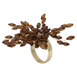 ITOS365 Napkin Rings Set of 6 for Dining Table Decoration Parties Everyday Metal Napkin Holder Leaf Coffee (Pack of 6)