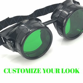 Steampunk Mad Scientist Goggles Rave Glasses Costume Eye Protection Goggles Welding Style Green