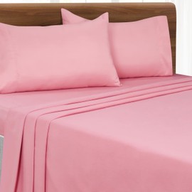 MALLONI HOME California King Sheet Sets - Double Brushed Microfiber Bedding Sets, 4 Piece Deep Pocket Bed Sheets Sets - Ultra Soft, Wrinkle Free, Quick Dry, Easy Care California King Sheets - Rose