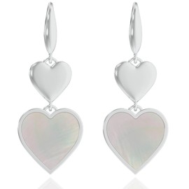 Mother of Pearl Earrings for Mother's Day Gifts - Premium Mothers Day Gifts for Mom from Daughter, Gift for Mama Momma Wife (15mm, Heart Shaped)