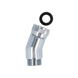tecuro Elbow for connecting shower hose to hand shower, 1/2 inch x 22.5° tilt, high-gloss chrome-plated brass, including gasket