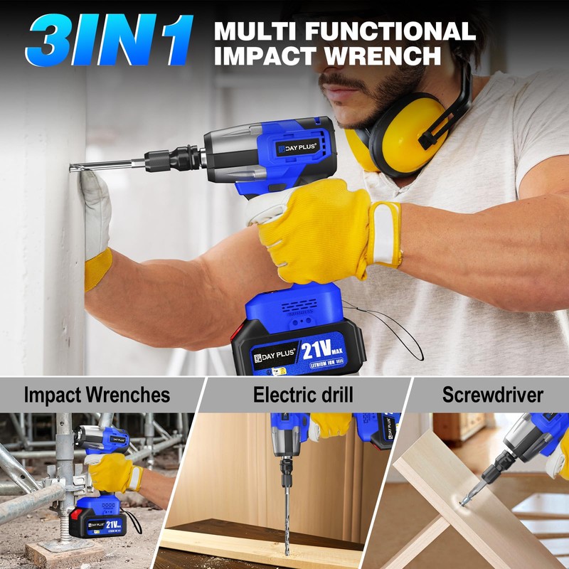 Cordless Impact Wrench Kits with 4 Sockets,High Torque 1/2" Impact