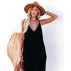 Women's Casual Sleeveless Deep V Neck Pockets Maxi Long Dress