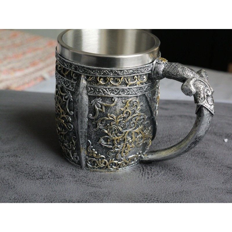 Tattva Tactical Skull Barrel Mug Rustic Medieval Feast 550ML Stainless