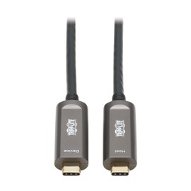 Tripp Lite USB-C Fiber (10 Gbps) Data Cable, Backward Compatible USB 3.2 Active Optical Cable, Male to Male, Plenum-Rated for Wall Installations, 33 Feet / 10 Meters, 3-Year Warranty (U420F-10M-D321)